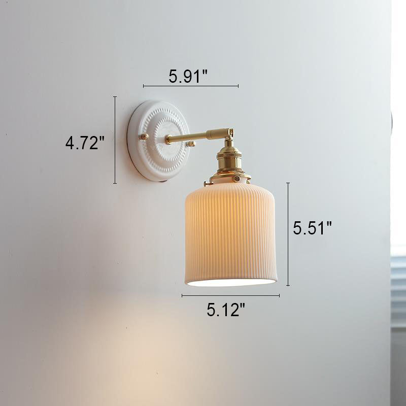Wall Lamp Vintage Minimalist with Ceramic Shade and Brass Fitting
