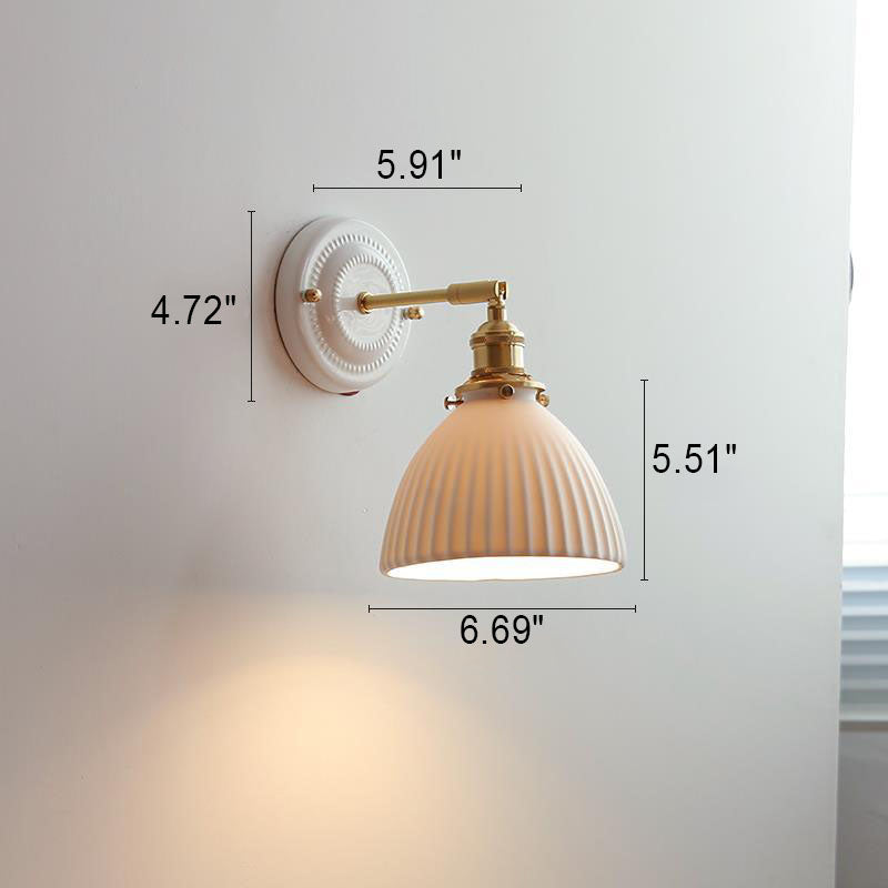 Wall Lamp Vintage Minimalist with Ceramic Shade and Brass Fitting
