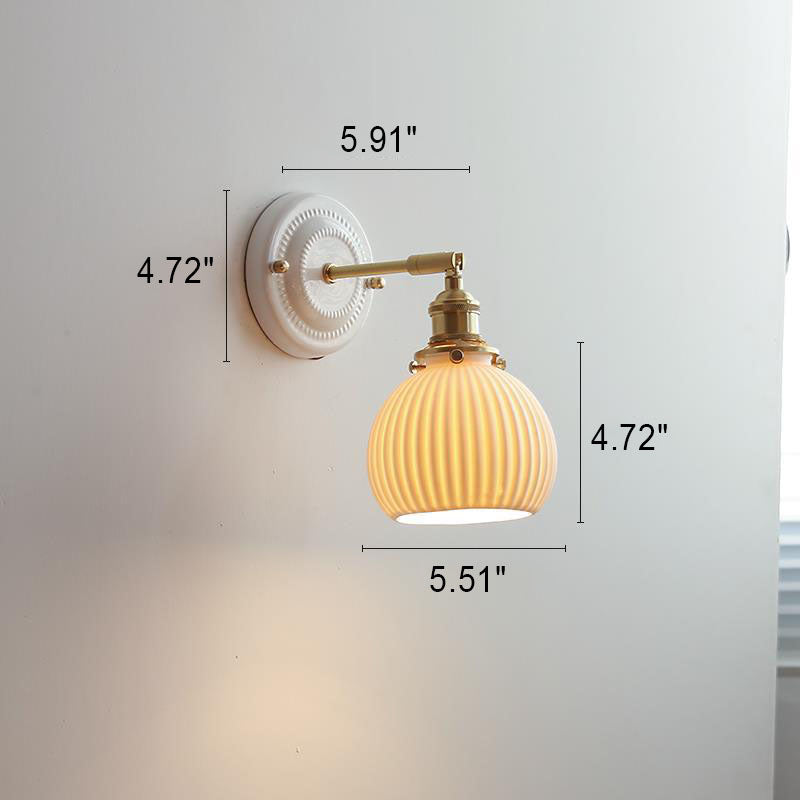 Wall Lamp Vintage Minimalist with Ceramic Shade and Brass Fitting