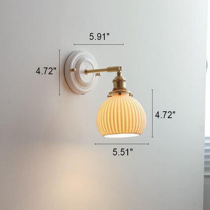 Wall Lamp Vintage Minimalist with Ceramic Shade and Brass Fitting