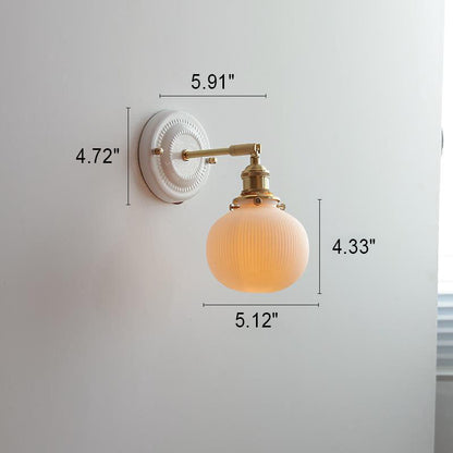 Wall Lamp Vintage Minimalist with Ceramic Shade and Brass Fitting