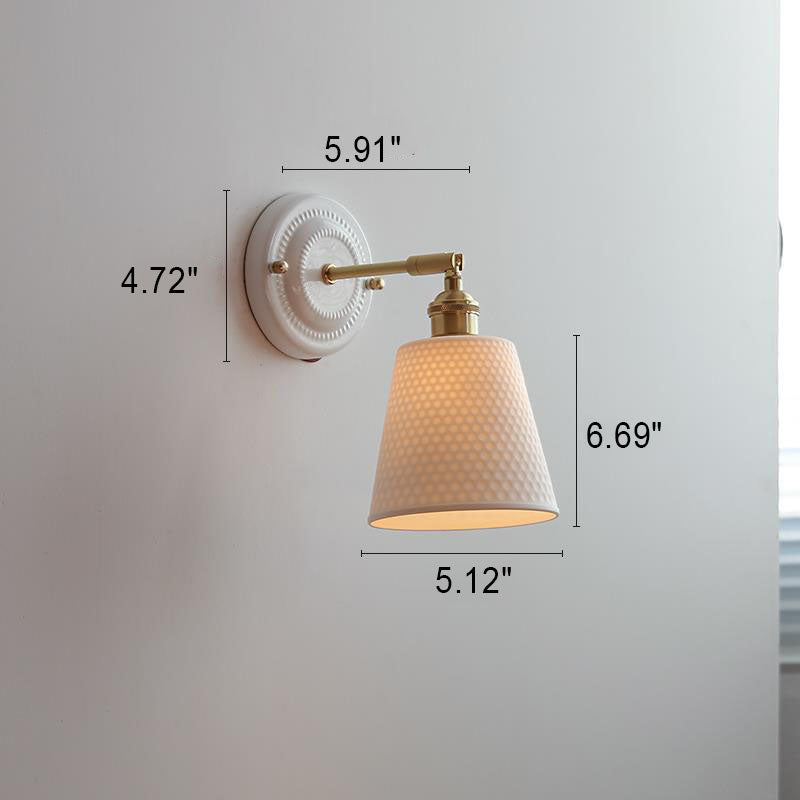 Wall Lamp Vintage Minimalist with Ceramic Shade and Brass Fitting