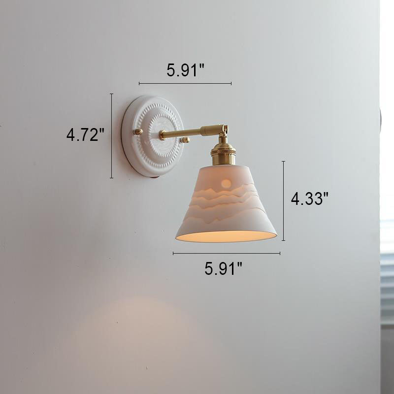 Wall Lamp Vintage Minimalist with Ceramic Shade and Brass Fitting