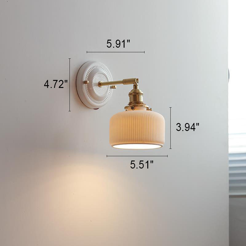 Wall Lamp Vintage Minimalist with Ceramic Shade and Brass Fitting