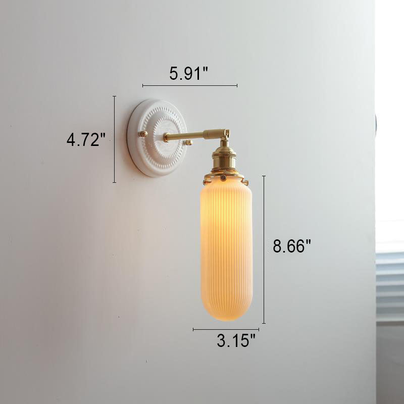 Wall Lamp Vintage Minimalist with Ceramic Shade and Brass Fitting
