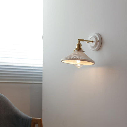 Wall Lamp Vintage Minimalist with Ceramic Shade and Brass Fitting