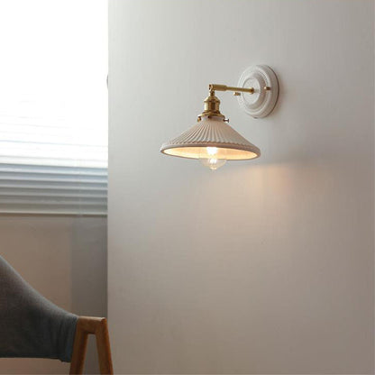 Wall Lamp Vintage Minimalist with Ceramic Shade and Brass Fitting