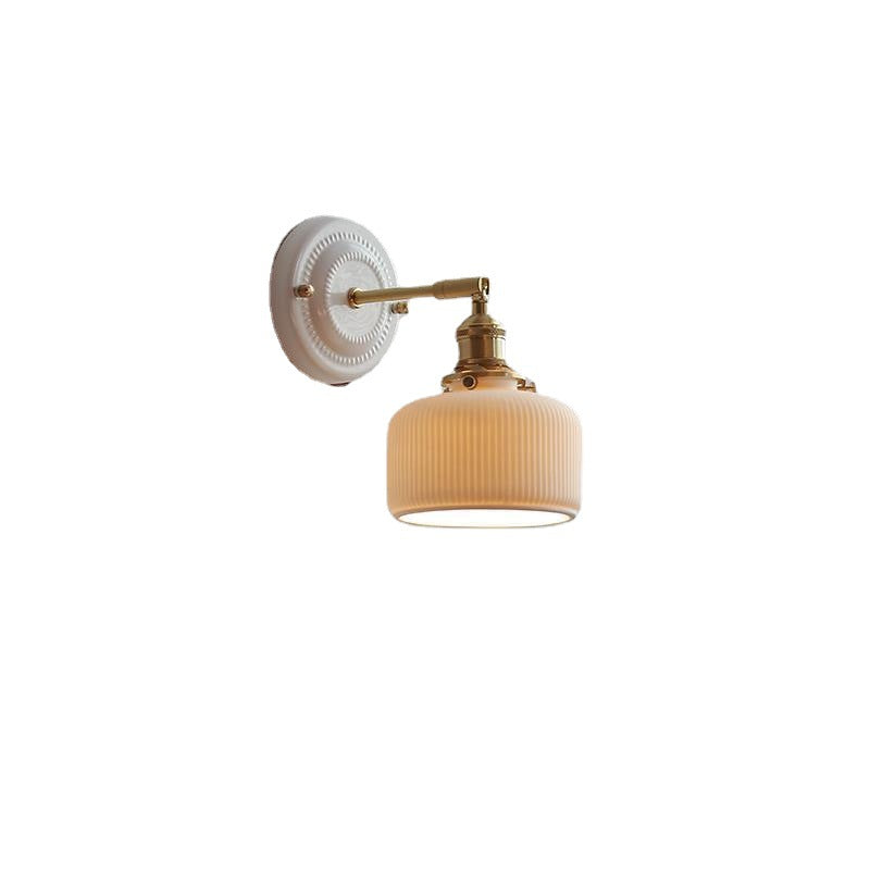 Wall Lamp Vintage Minimalist with Ceramic Shade and Brass Fitting
