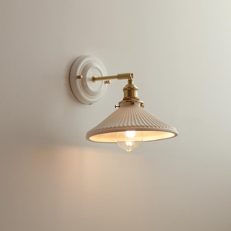 Wall Lamp Vintage Minimalist with Ceramic Shade and Brass Fitting