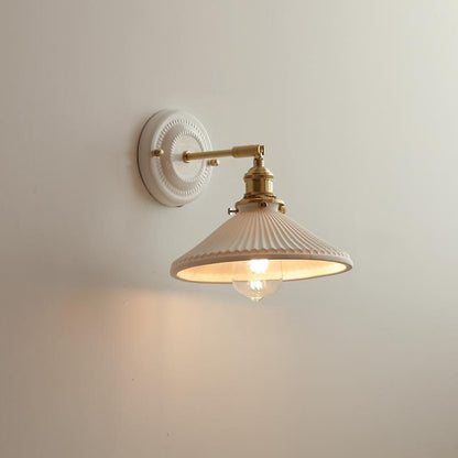 Wall Lamp Vintage Minimalist with Ceramic Shade and Brass Fitting