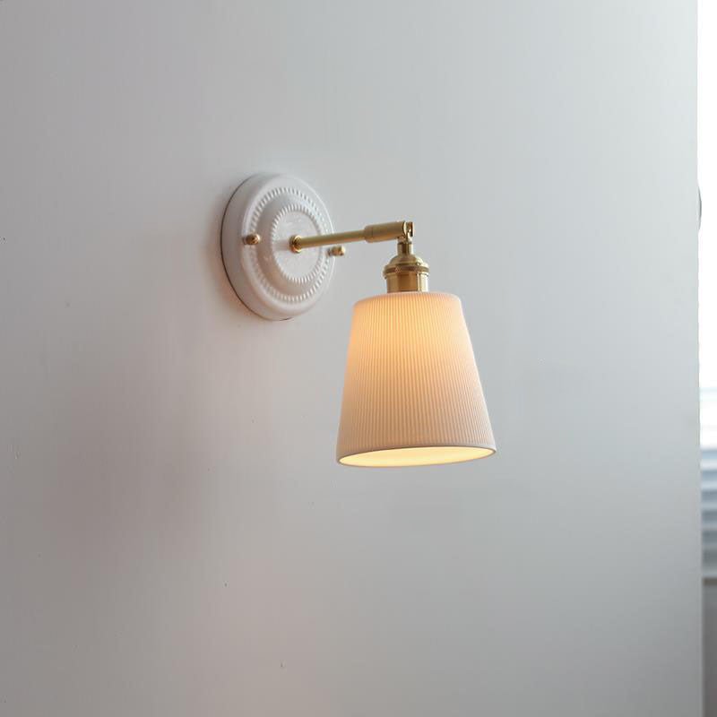 Wall Lamp Vintage Minimalist with Ceramic Shade and Brass Fitting