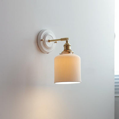 Wall Lamp Vintage Minimalist with Ceramic Shade and Brass Fitting