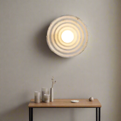 Wall Lamp Wabi-Sabi Style with Concentric Ring Design and Frosted Globe