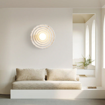 Wall Lamp Wabi-Sabi Style with Concentric Ring Design and Frosted Globe