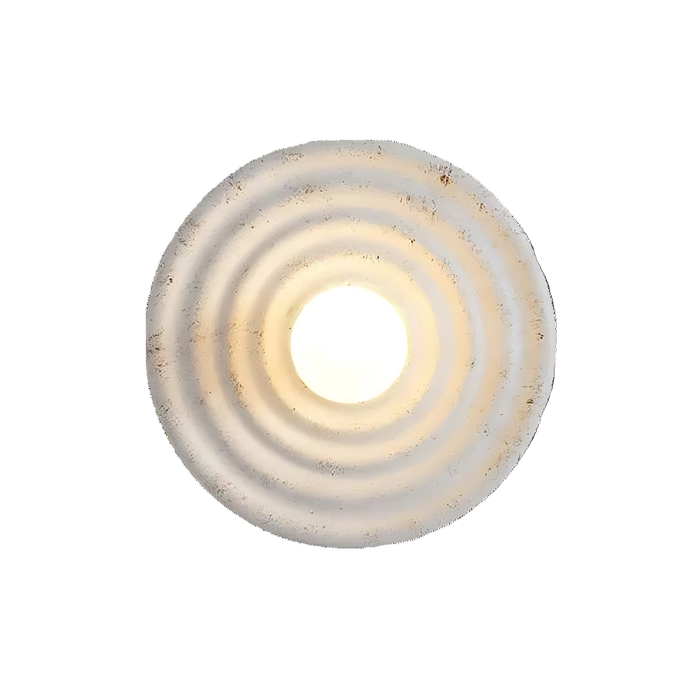 Wall Lamp Wabi-Sabi Style with Concentric Ring Design and Frosted Globe