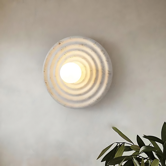 Wall Lamp Wabi-Sabi Style with Concentric Ring Design and Frosted Globe
