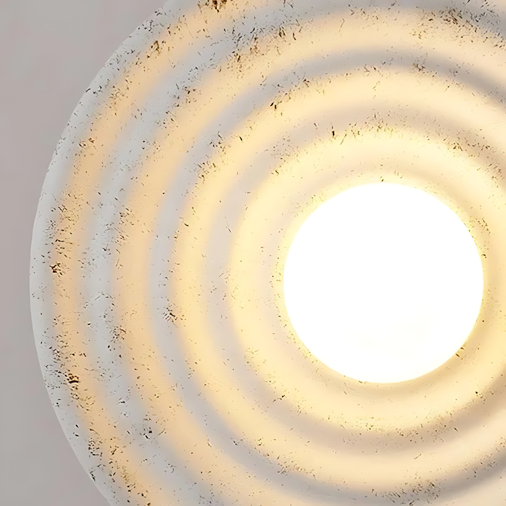 Wall Lamp Wabi-Sabi Style with Concentric Ring Design and Frosted Globe
