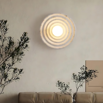 Wall Lamp Wabi-Sabi Style with Concentric Ring Design and Frosted Globe