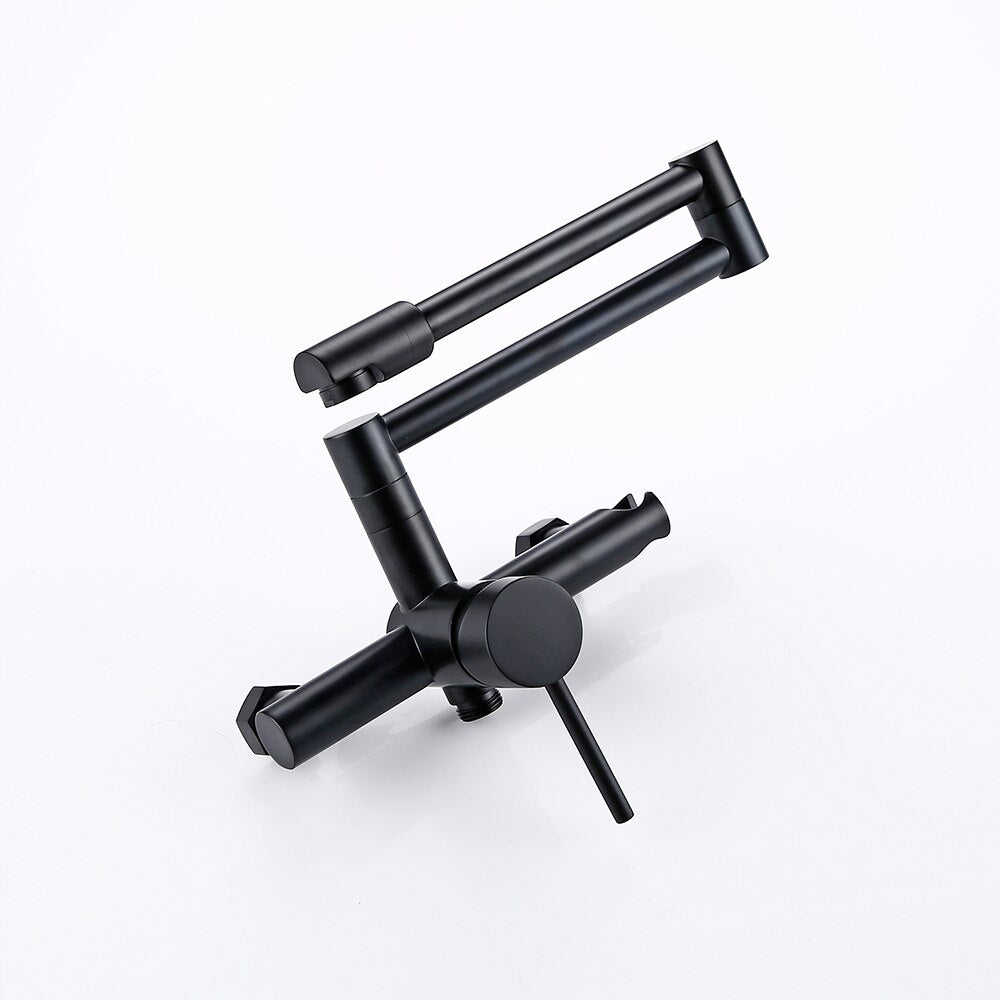 Wall-Mounted Kitchen Faucet with Swivel Arm and Handheld Sprayer