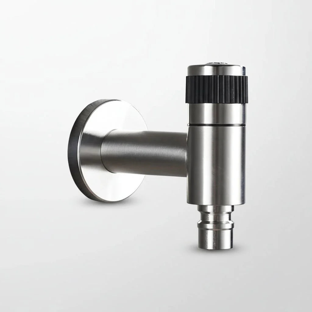 Wall-Mounted Outdoor Faucet with Cross Handle and Hose Connector