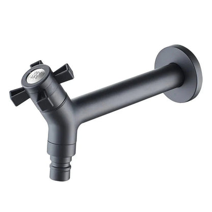 Wall-Mounted Outdoor Faucet with Cross Handle and Hose Connector