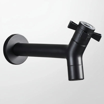 Wall-Mounted Outdoor Faucet with Cross Handle and Hose Connector