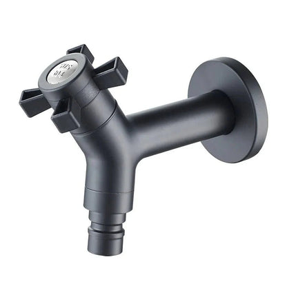Wall-Mounted Outdoor Faucet with Cross Handle and Hose Connector