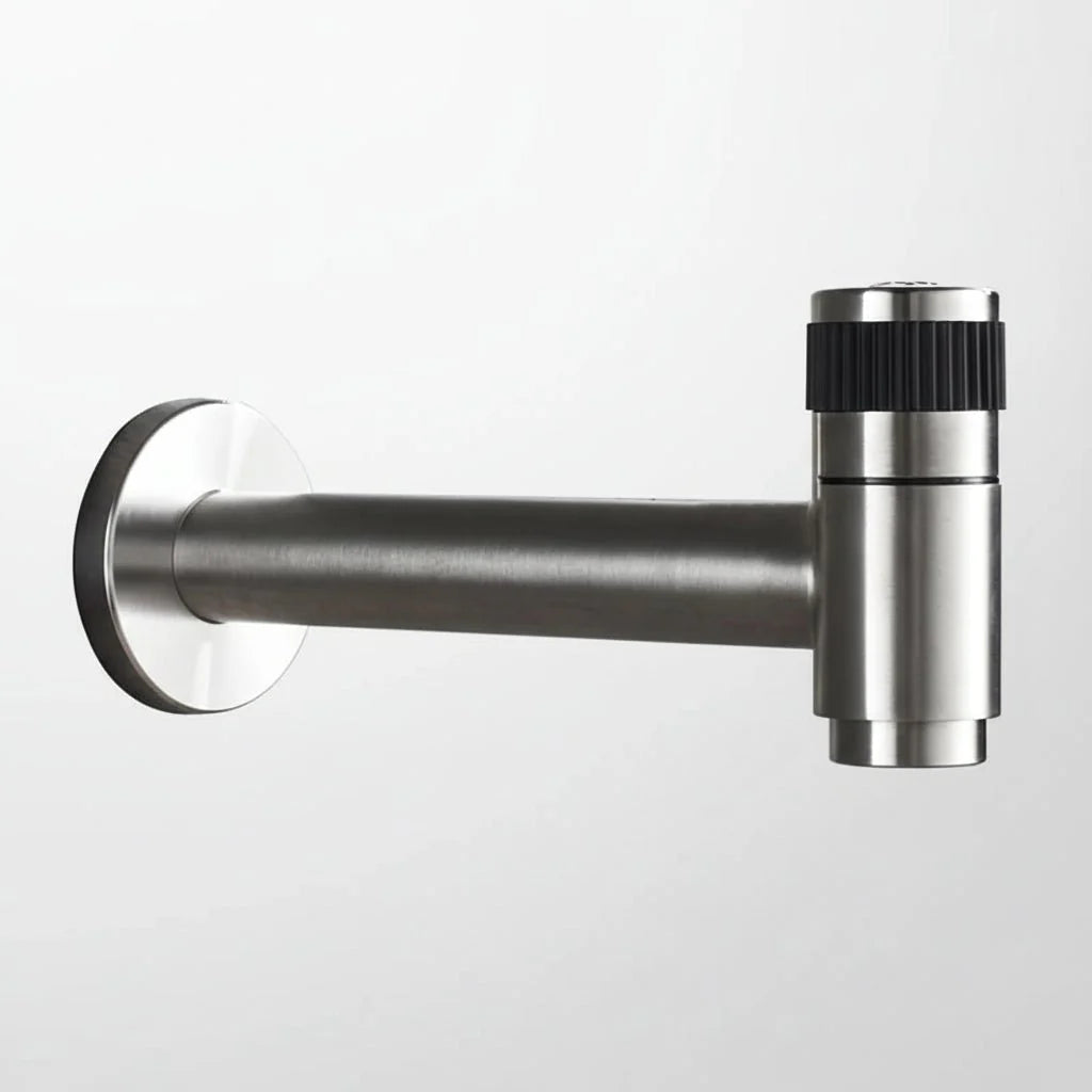 Wall-Mounted Outdoor Faucet with Cross Handle and Hose Connector
