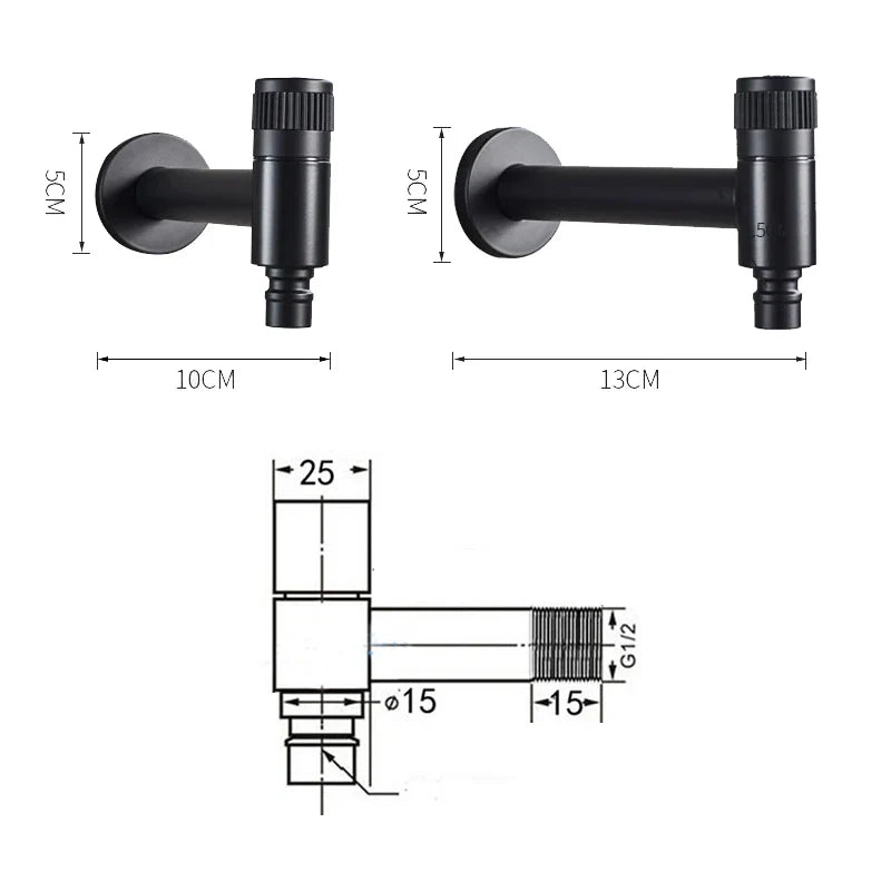 Wall-Mounted Outdoor Faucet with Cross Handle and Hose Connector