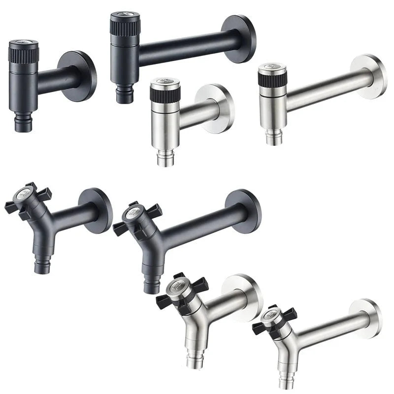Wall-Mounted Outdoor Faucet with Cross Handle and Hose Connector