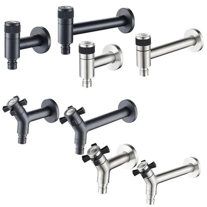 Wall-Mounted Outdoor Faucet with Cross Handle and Hose Connector