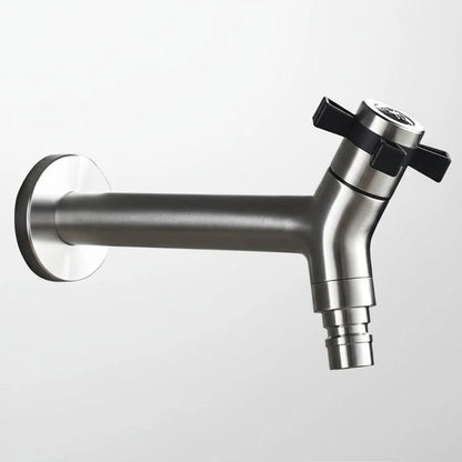 Wall-Mounted Outdoor Faucet with Cross Handle and Hose Connector