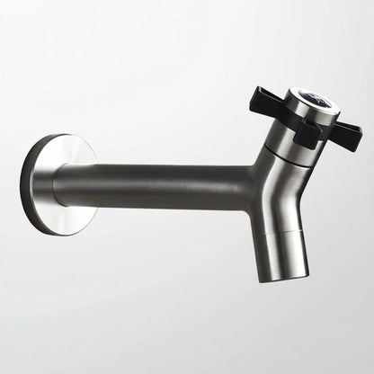 Wall-Mounted Outdoor Faucet with Cross Handle and Hose Connector