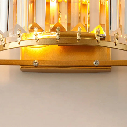 Wall Sconce Art Deco with Crystal Drum Shade and Brass Frame