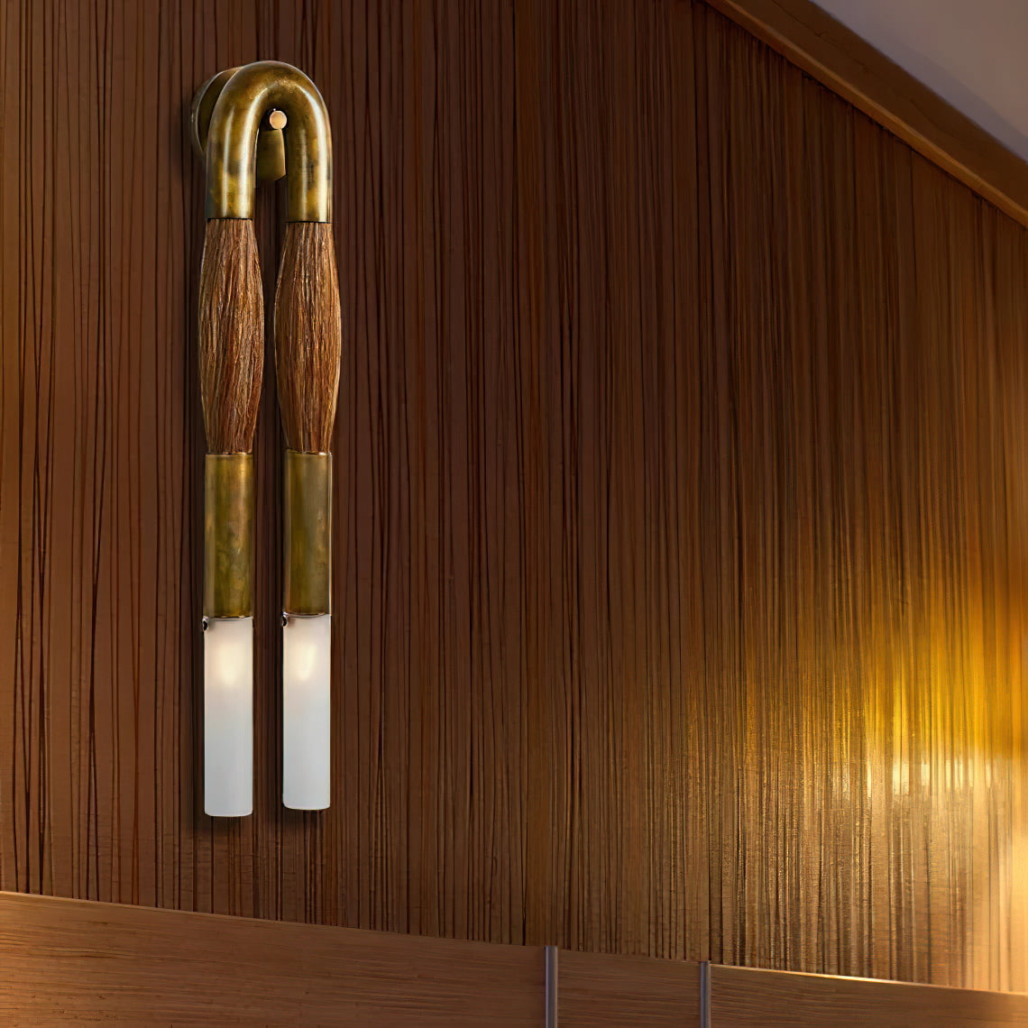 Wall Sconce Bohemian with U-Shape Arch and Frosted Glass Tubes