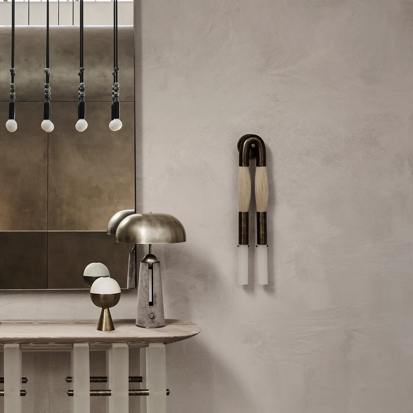 Wall Sconce Bohemian with U-Shape Arch and Frosted Glass Tubes