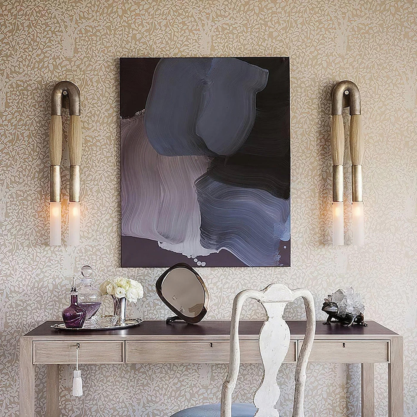 Wall Sconce Bohemian with U-Shape Arch and Frosted Glass Tubes