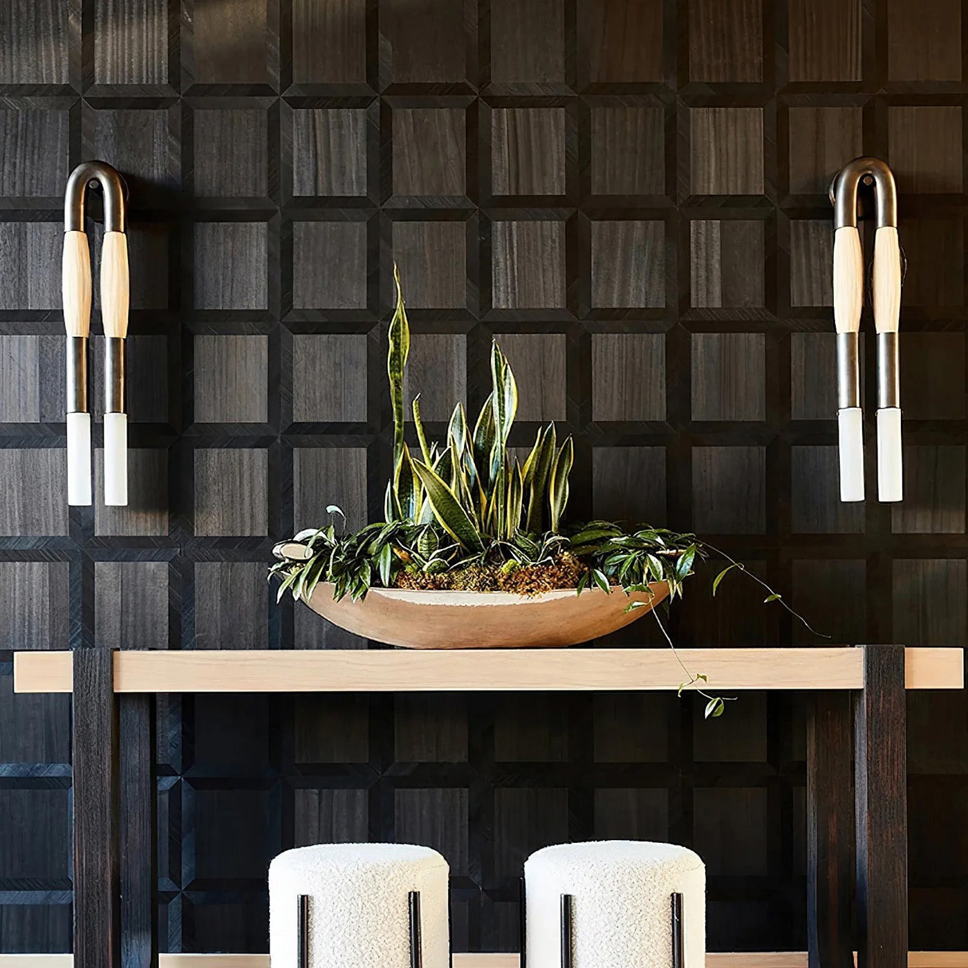 Wall Sconce Bohemian with U-Shape Arch and Frosted Glass Tubes