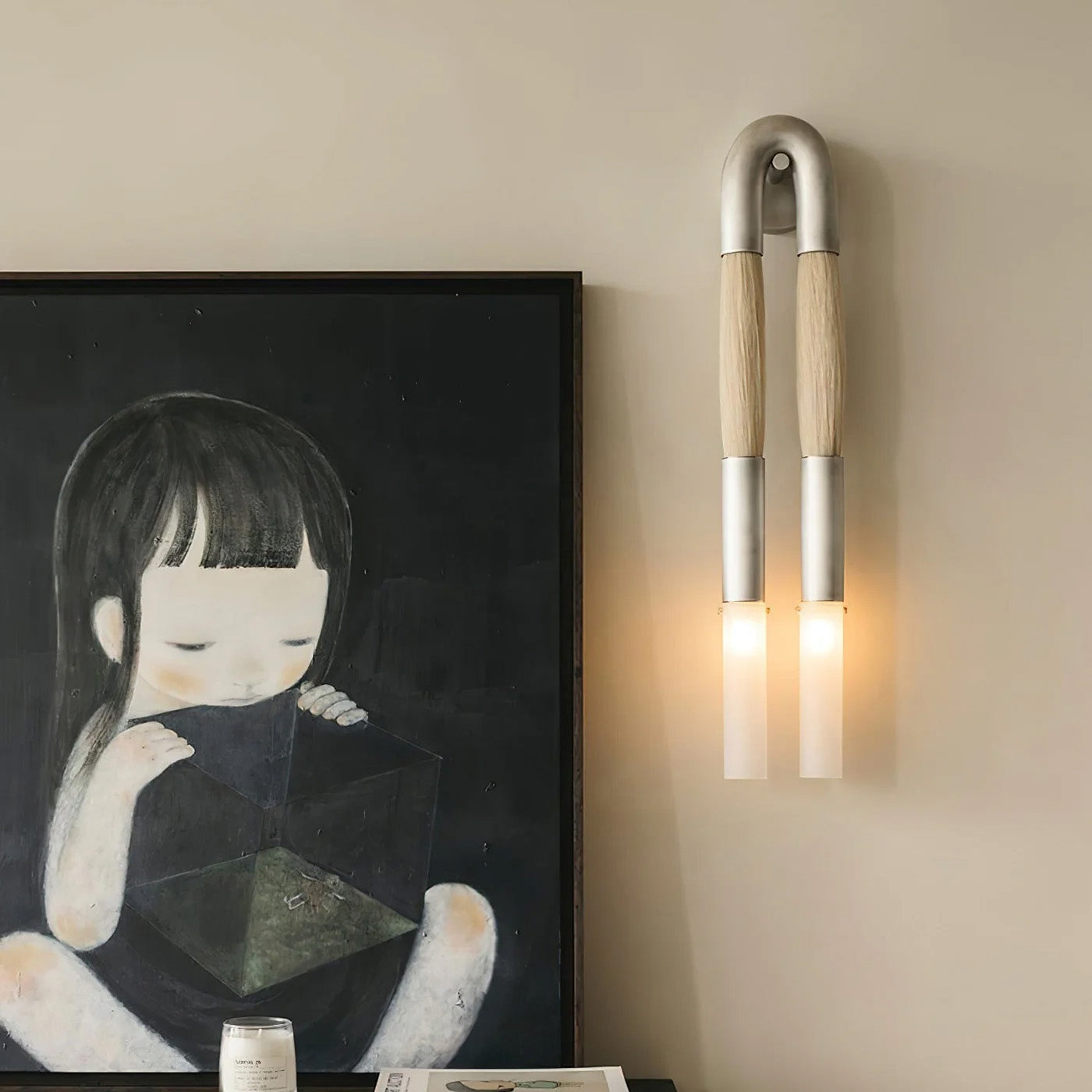Wall Sconce Bohemian with U-Shape Arch and Frosted Glass Tubes