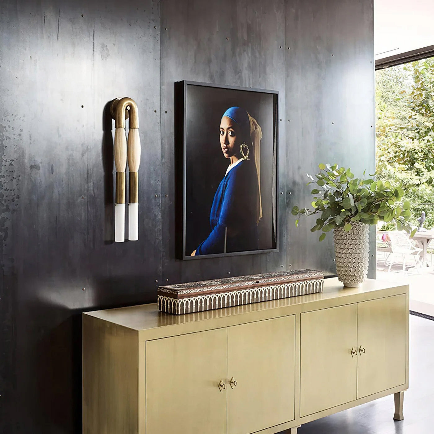 Wall Sconce Bohemian with U-Shape Arch and Frosted Glass Tubes