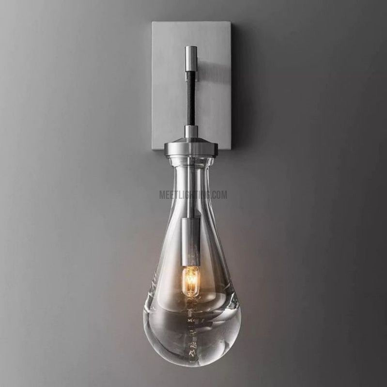 Wall Sconce Modern with Teardrop Glass Shade and Brass Finish