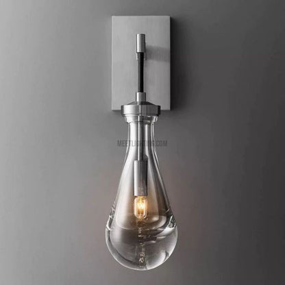 Wall Sconce Modern with Teardrop Glass Shade and Brass Finish