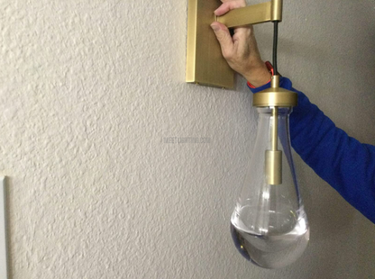 Wall Sconce Modern with Teardrop Glass Shade and Brass Finish