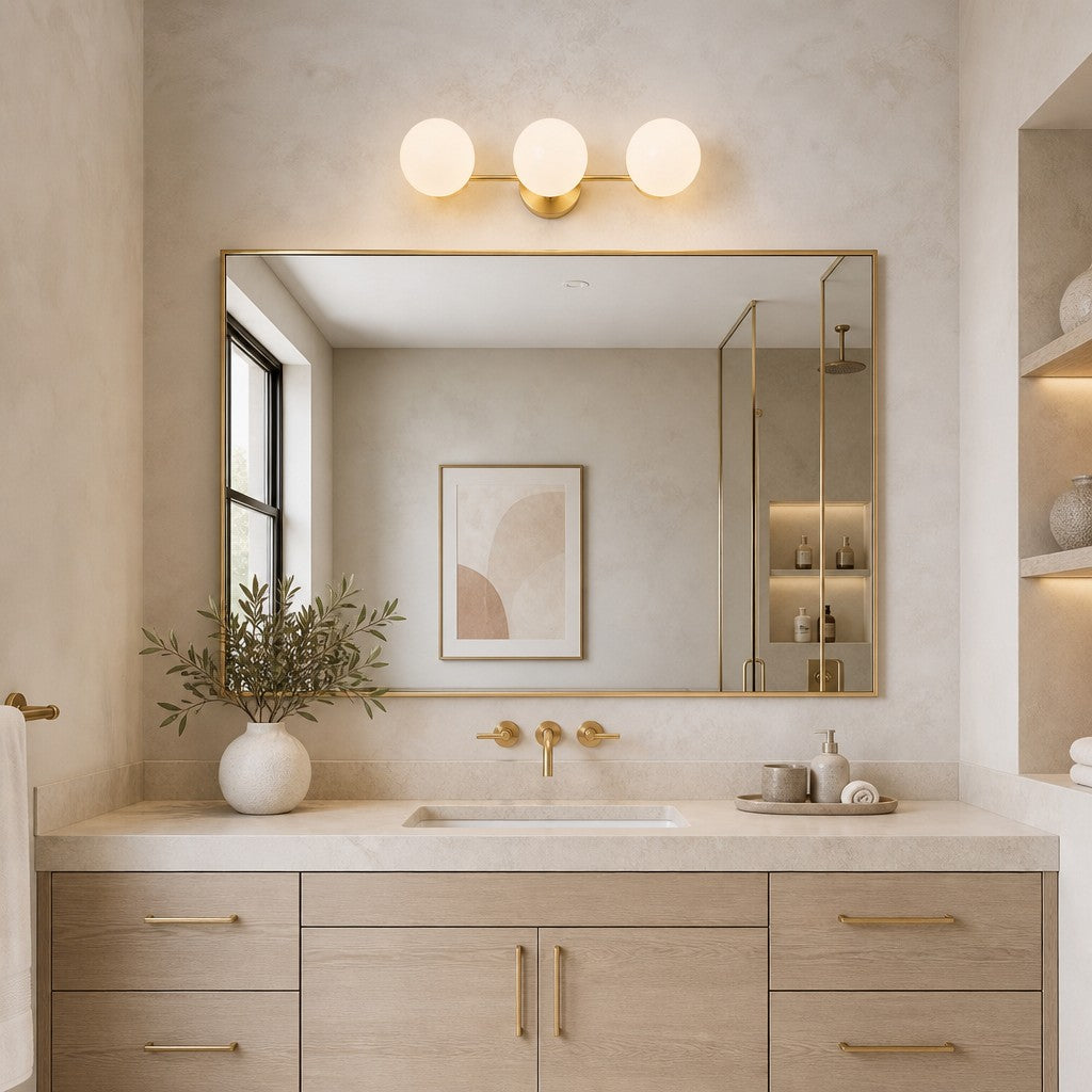 Wall Sconce Modern with Three Globe Shades and Multiple Finish Options