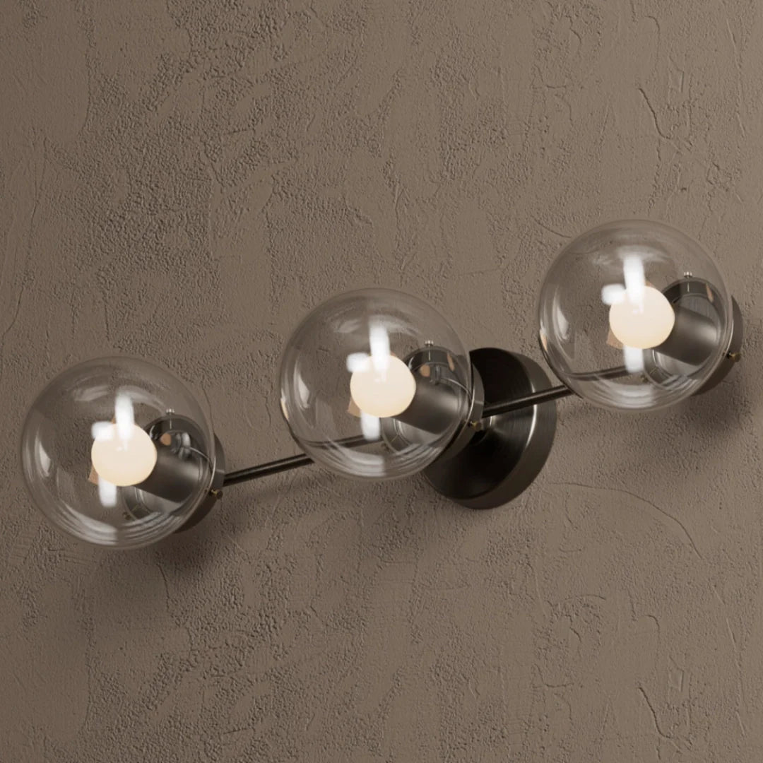 Wall Sconce Modern with Three Globe Shades and Multiple Finish Options