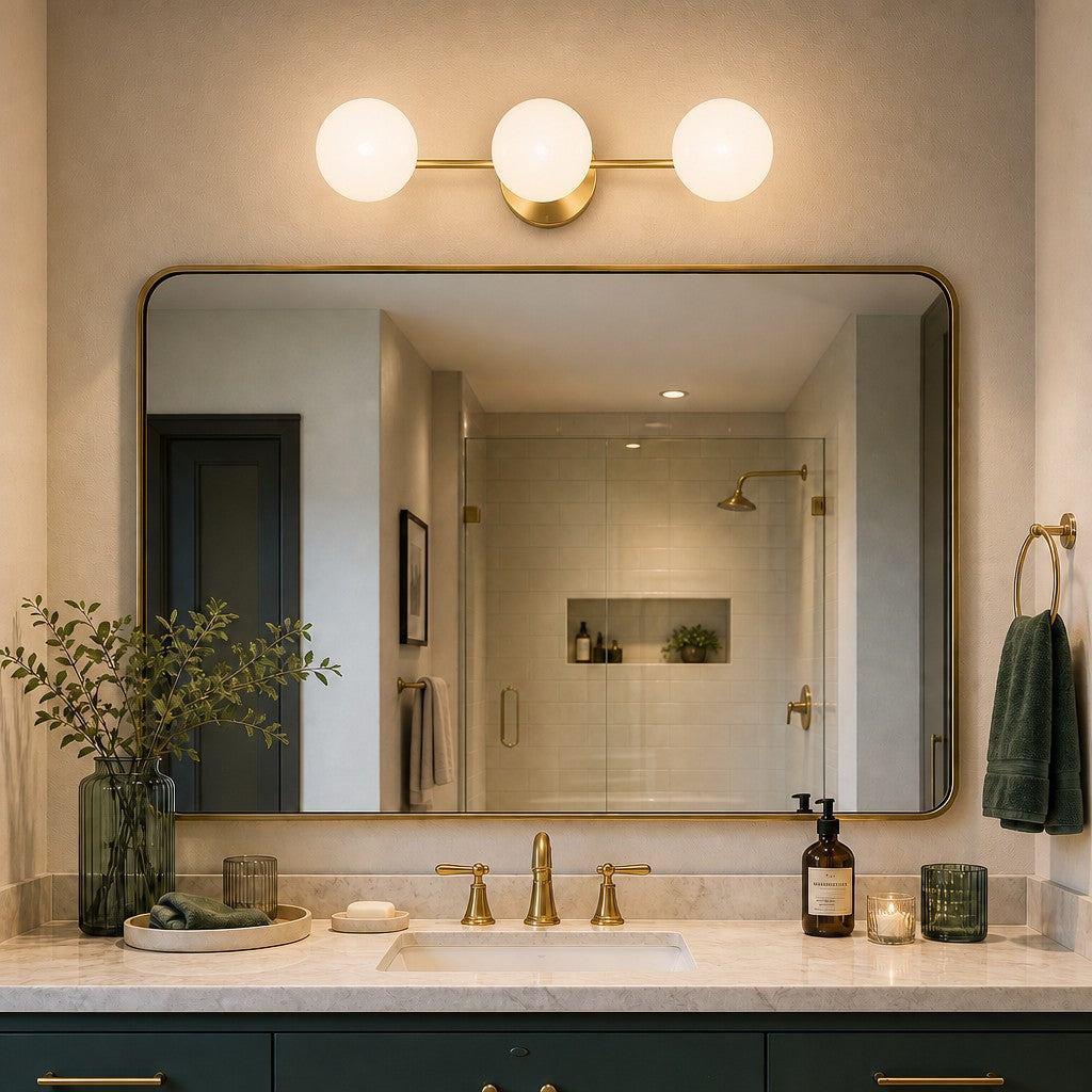 Wall Sconce Modern with Three Globe Shades and Multiple Finish Options