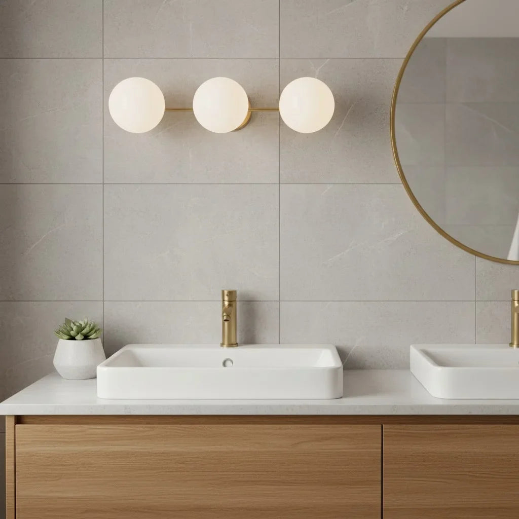 Wall Sconce Modern with Three Globe Shades and Multiple Finish Options