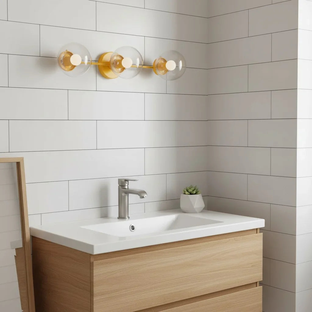 Wall Sconce Modern with Three Globe Shades and Multiple Finish Options