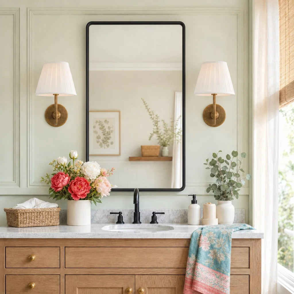 Wall Sconce Vintage with Pleated Fabric Shade, Single or Double Head