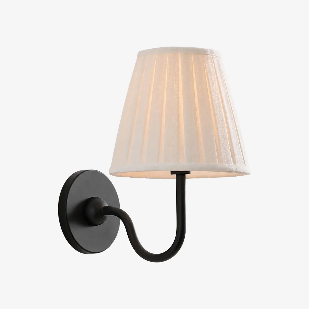 Wall Sconce Vintage with Pleated Fabric Shade, Single or Double Head